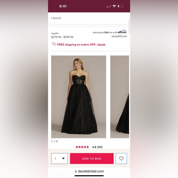 David’s Bridal prom. Size 0 - Picture 5 of 5